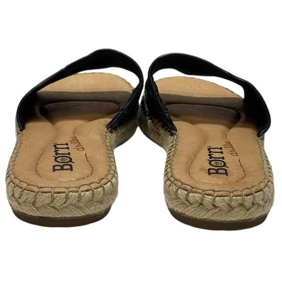 BORN SAN BENITO BLACK LEATHER ESPADRILLE SLIDE SANDALS SZ 7M EUC - Picture 6 of 14